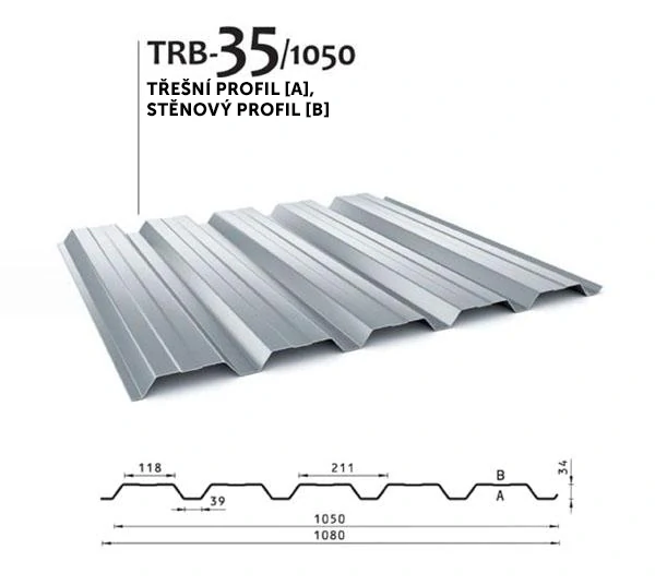 Trapézový plech TRB 35/1050 Safe Matt barevné