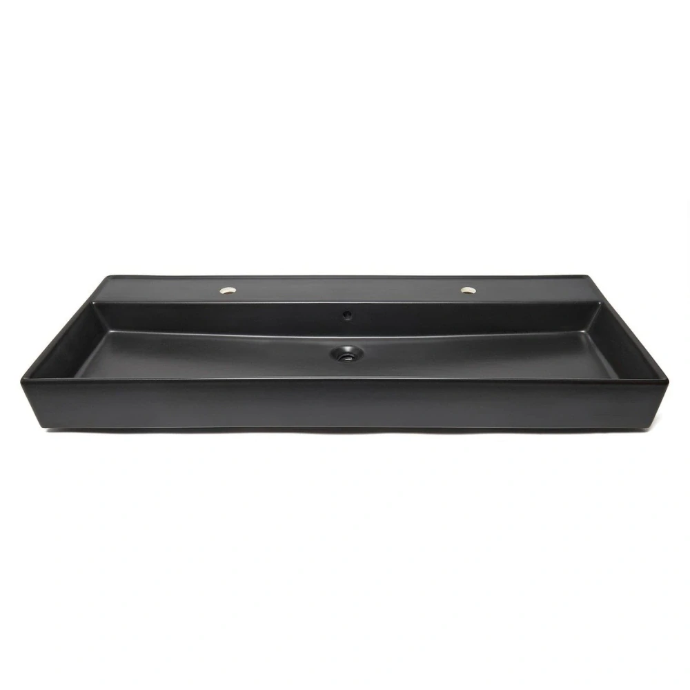Umyvadlo SAT Infinitio 121,4x46,9 cm černá mat dva otvory pro baterii SATINF12046BKM
