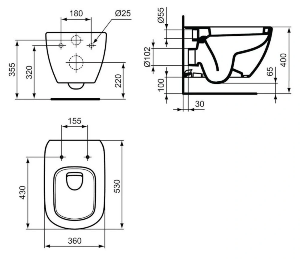 Wc závěsné Ideal Standard Tesi zadní odpad T007801