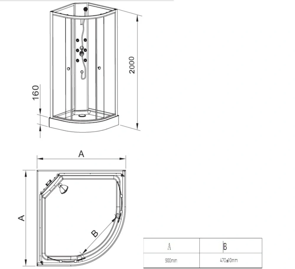 Sprchový box čtvrtkruh 90x90 cm Multi Mbox MBOX