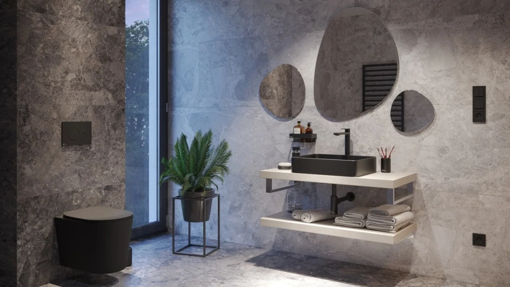 Umyvadlo na desku SAT Infinitio 50x40 cm černá mat bez přepadu SATINF5040BKM