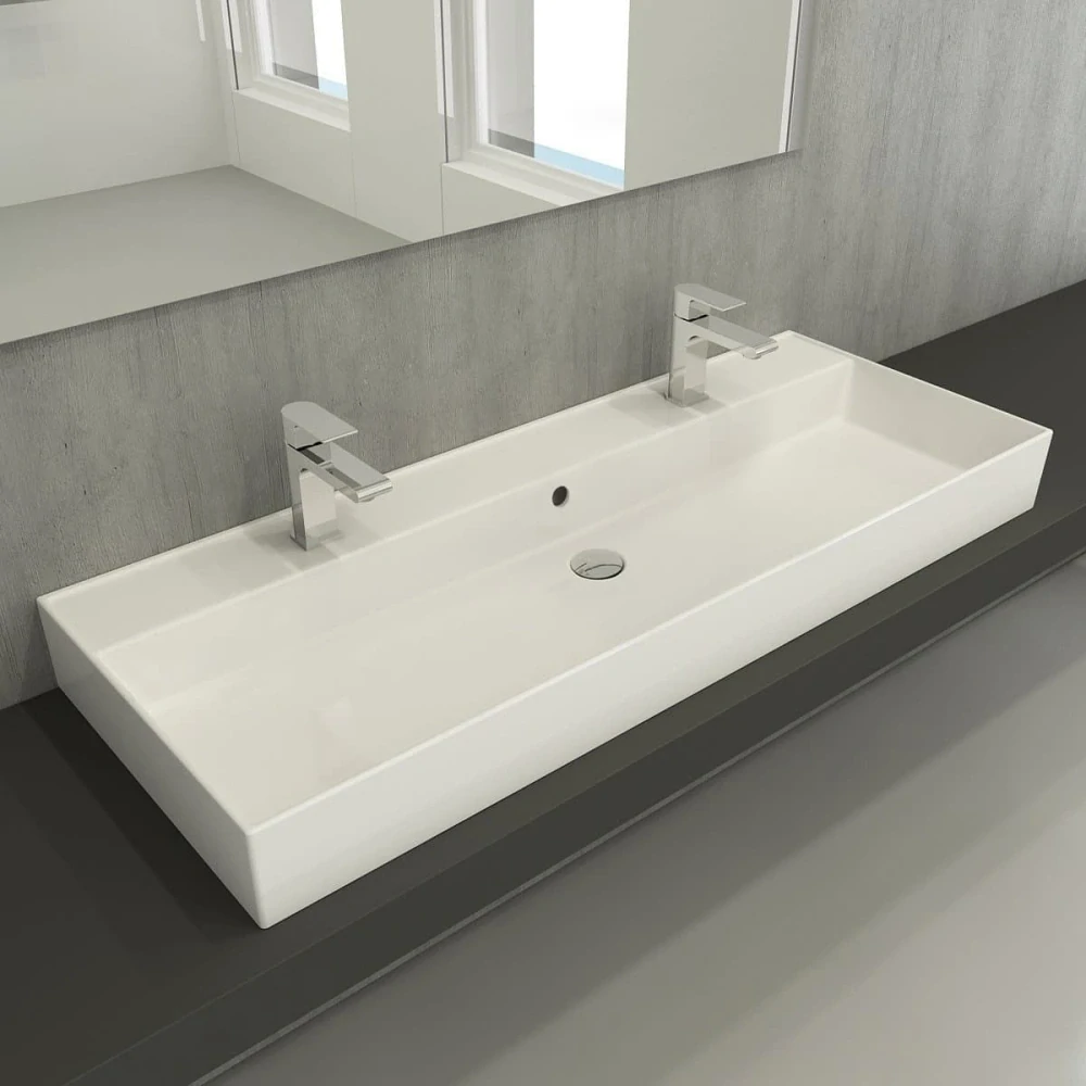 Umyvadlo SAT Infinitio 121,4x46,9 cm dva otvory pro baterii SATINF12046