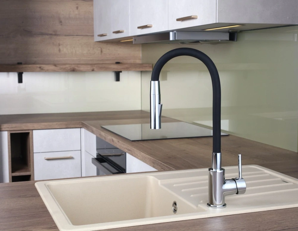 Dřezová baterie S-Line Pro se silikonovým ramínkem černá/chrom SIKOBSLPRO290C2F
