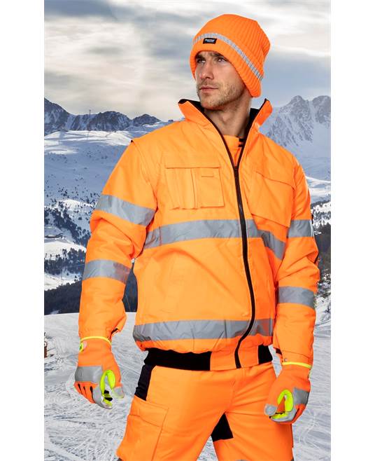Zimní čepice pletená fleece  ARDON®SPARK s reflex. pruhem oranžová Oranžová