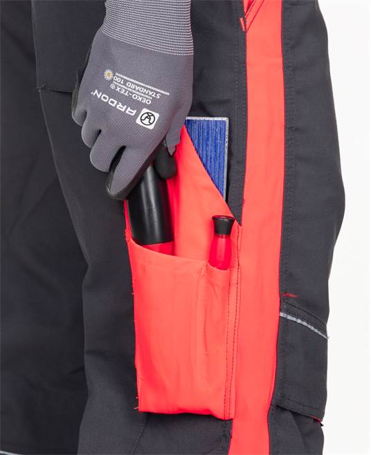 Kalhoty s laclem ARDON®NEON zkrácené šedo-červená Červená