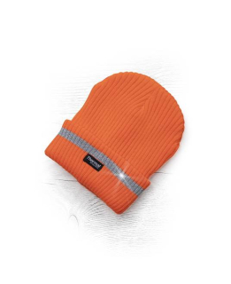 Zimní čepice pletená fleece  ARDON®SPARK s reflex. pruhem oranžová Oranžová