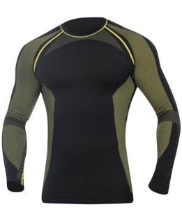 Bezešvé funkční tričko s dlouhým rukávem ARDON® AKREC černo-žlutá Černá